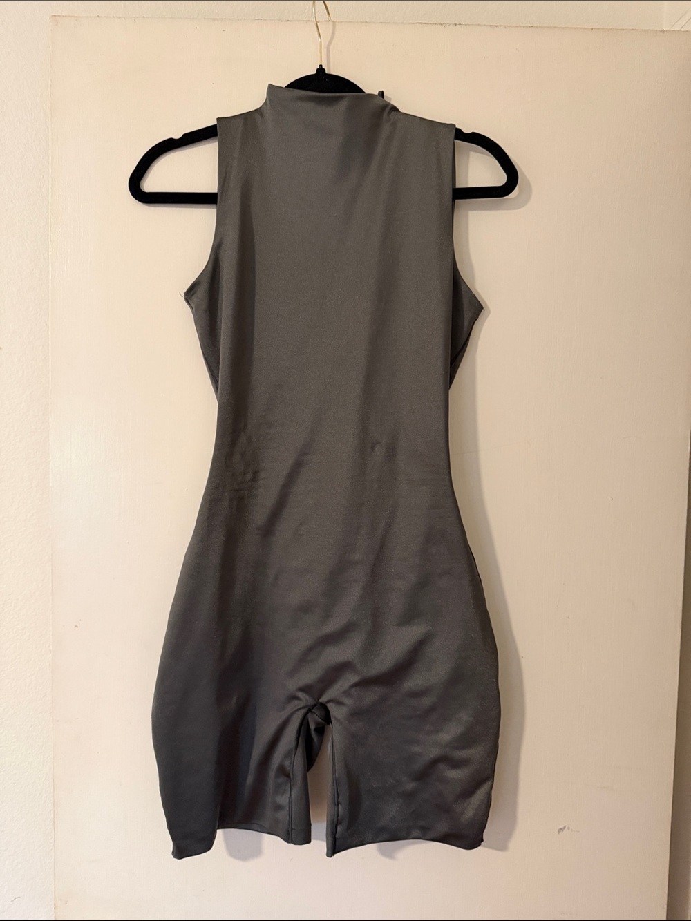 SKIMS Sleeveless Mock Neck Romper in Charcoal